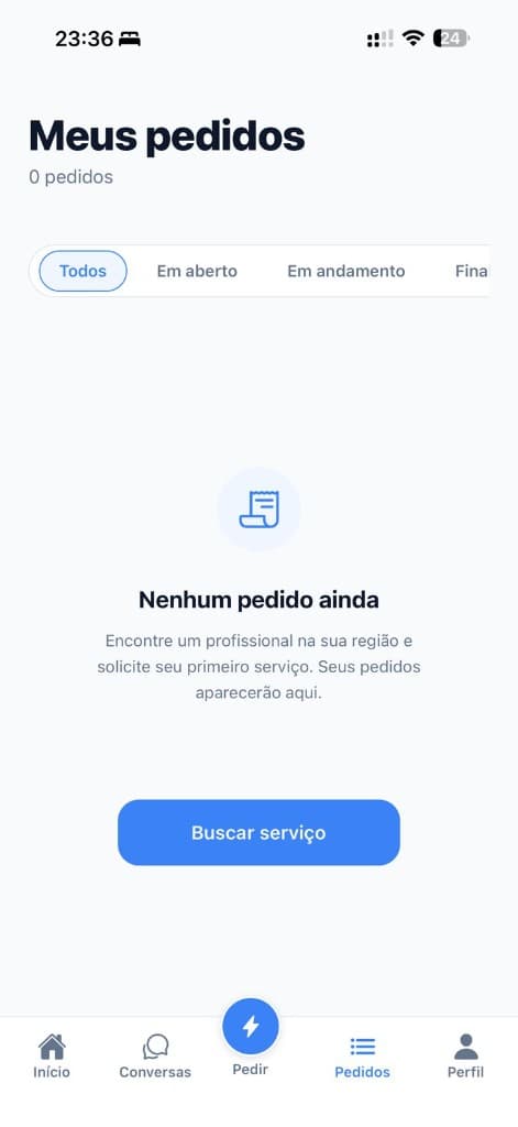 Prévia do app iService para clientes